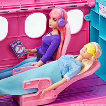 Barbie Dreamplane Transforming Playset with Reclining Seats and Working Overhead Compartments, Plus 15+ Pieces Including a Puppy and a Snack Cart, for Kids 3 Years Old and Up