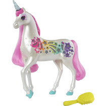 Barbie Dreamtopia Brush 'n Sparkle Unicorn with Lights and Sounds, White with Pink Mane and Tail GFH60