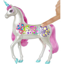 Barbie Dreamtopia Brush 'n Sparkle Unicorn with Lights and Sounds, White with Pink Mane and Tail GFH60