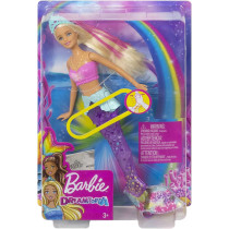 Barbie Dreamtopia Sparkle Lights Mermaid Doll with Swimming Motion and Underwater Light Shows, approx 12-inch with Pink-Streaked Blonde Hair GFL82