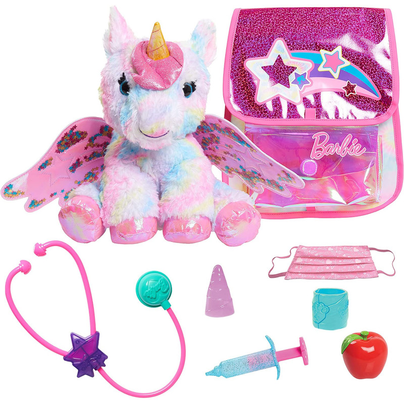 Barbie Dreamtopia Unicorn Doctor, Interactive Lights and Sounds Plush with Backpack, by Just Play