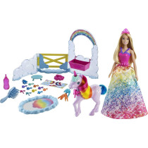 Barbie Dreamtopia Unicorn Pet Playset With Barbie Princess Doll, Unicorn With Color Change Potty Feature & 18 Accessories, Gift For 3 To 7 Years - Gtg01
