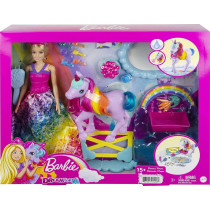 Barbie Dreamtopia Unicorn Pet Playset With Barbie Princess Doll, Unicorn With Color Change Potty Feature & 18 Accessories, Gift For 3 To 7 Years - Gtg01