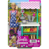 Barbie Farmers Market Playset, Doll (Blonde), Market Stand, Register, Vegetables, Bread, Cheese & Flowers, Great Gift for Ages 3 Years Old & Up