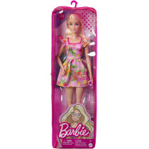 Barbie Fashionistas Doll, With Blonde Hair & Fruit Print Dress, Ruffled Sleeves, Orange Platform Heels, Pink Eyeglasses, Toy For Kids 3 To 8 Years Old, Multi