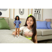 Barbie Fashionistas Dolls, Heart Print Matching Top & Short / Twisted Hairstyle, Toy For Kids 3 To 8 Years Old Grb63, Multi Colour