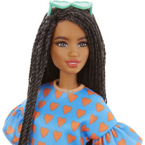 Barbie Fashionistas Dolls, Heart Print Matching Top & Short / Twisted Hairstyle, Toy For Kids 3 To 8 Years Old Grb63, Multi Colour