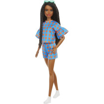 Barbie Fashionistas Dolls, Heart Print Matching Top & Short / Twisted Hairstyle, Toy For Kids 3 To 8 Years Old Grb63, Multi Colour