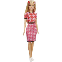 Barbie Fashionistas Dolls, Houndstooth Top / Skirt Matching Set, Toy for Kids 3 to 8 Years Old GRB59, Multi-colour
