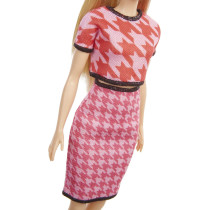 Barbie Fashionistas Dolls, Houndstooth Top / Skirt Matching Set, Toy for Kids 3 to 8 Years Old GRB59, Multi-colour