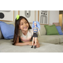 Barbie Fashionistas Dolls, Rainbow Striped Top / Black Skirt, Toy For Kids 3 To 8 Years Old Grb61, Multi Colour