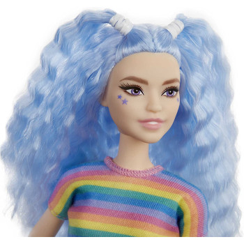 Barbie Fashionistas Dolls, Rainbow Striped Top / Black Skirt, Toy For Kids 3 To 8 Years Old Grb61, Multi Colour