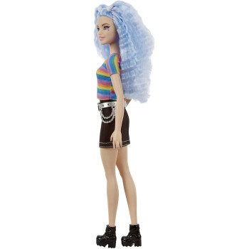 Barbie Fashionistas Dolls, Rainbow Striped Top / Black Skirt, Toy For Kids 3 To 8 Years Old Grb61, Multi Colour