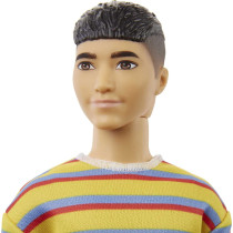 Barbie Grb91 Ken Fashionistas Doll 175 With Sculpted Brunette Hair Wearing A Long-Sleeve Colorful Striped Shirt, Multicolor, 31.75 cm*5.08 cm*11.43 cm
