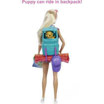Barbie It Takes Two "Malibu" Camping Doll (11.5 In Blonde) With Pet Puppy, Backpack, Sleeping Bag & 10 Camping Accessories, Gift For 3 To 7 Year Olds