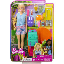 Barbie It Takes Two "Malibu" Camping Doll (11.5 In Blonde) With Pet Puppy, Backpack, Sleeping Bag & 10 Camping Accessories, Gift For 3 To 7 Year Olds