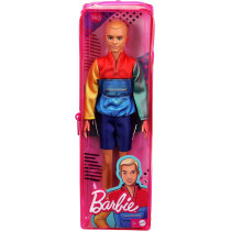 Barbie Ken Fashionistas Doll 163, Slender with Sculpted Blonde Hair Wearing Color-Blocked Jacket-Style Top, Blue Shorts & White Boots, Toy for Kids 3 to 8 Years Old GRB88