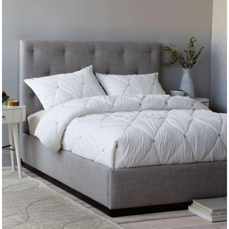 R2R Furniture Classic Designed Queen Size Bed With Mattress And Storage - (160 x 200 CM) (Light Blue, Jute)