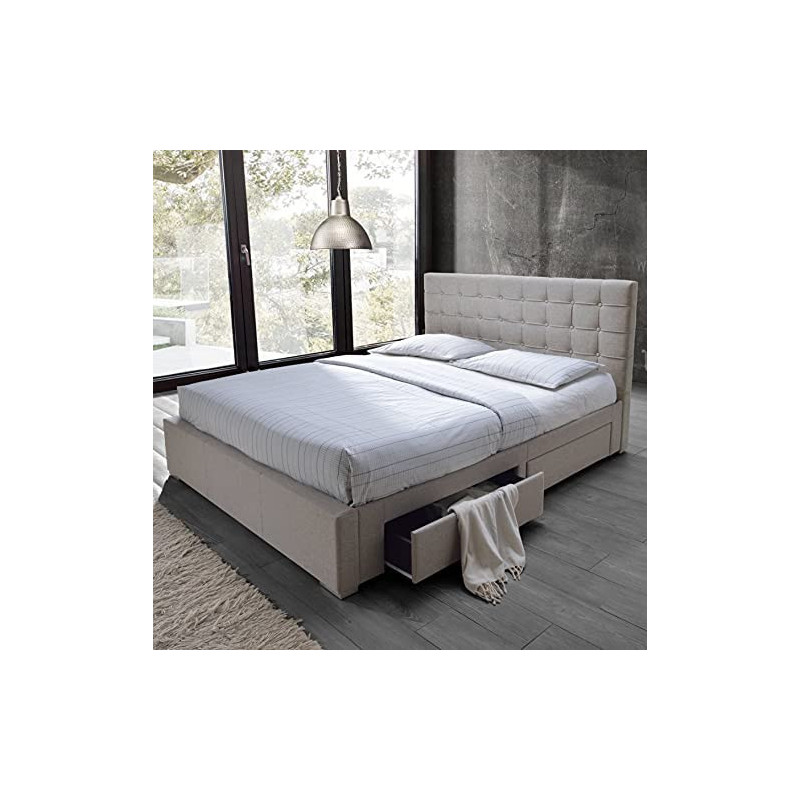R2R Furniture Excellent Handcrafted Bed With 4 Drawers (Dark Grey, Jute)