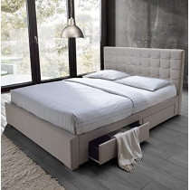 R2R Furniture Excellent Handcrafted Bed With 4 Drawers (Light Blue, Jute)