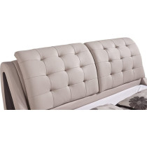 R2R Furniture Glorious Bed With Curve Side Look (Dark Beige, Faux Leather)