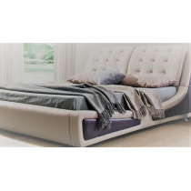 R2R Furniture Glorious Bed With Curve Side Look (White, Faux Leather)