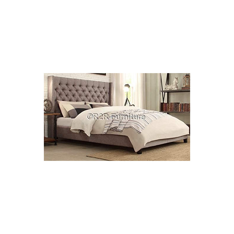 R2R Furniture Goldline Gas-Lift Up King Size Bed With Storage And Mattress - Grey