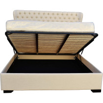 R2R Furniture Hand Made Beautiful King Size Bed With Gas Lift-Up Mechanism And Spring Mattress
