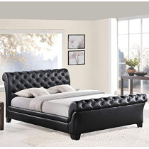 R2R Furniture Kate King Size Bed Frame In Tufted Style - (180 x 200 CM) (Dark Beige, Faux Leather)