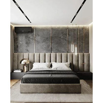 R2R Furniture Luxury Bed With Elegant Modernism (Light Blue, Velvet)