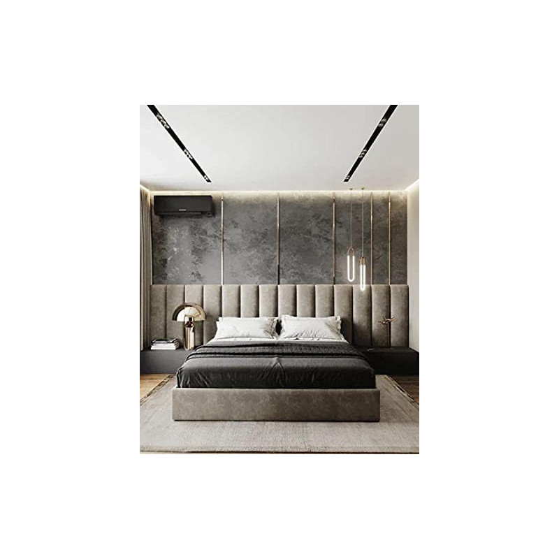 R2R Furniture Luxury Bed With Elegant Modernism (Light Blue, Velvet)