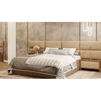 R2R Furniture Modern Panel King Size Bed - (180 x 200 CM) (Grey, Faux Leather)