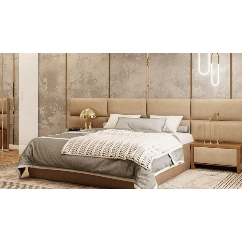 R2R Furniture Modern Panel King Size Bed - (180 x 200 CM) (Grey, Faux Leather)
