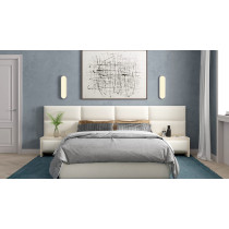 R2R Furniture Modern Panel Super King Size Bed (200 x 200 CM) (White, Faux Leather)