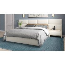 R2R Furniture Modern Panel Super King Size Bed (200 x 200 CM) (White, Faux Leather)