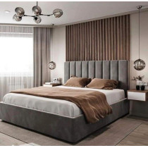 R2R Furniture Piano Design Super King Size Panel Headboard Bed - (200 x 200 CM) (Grey, Faux Leather)