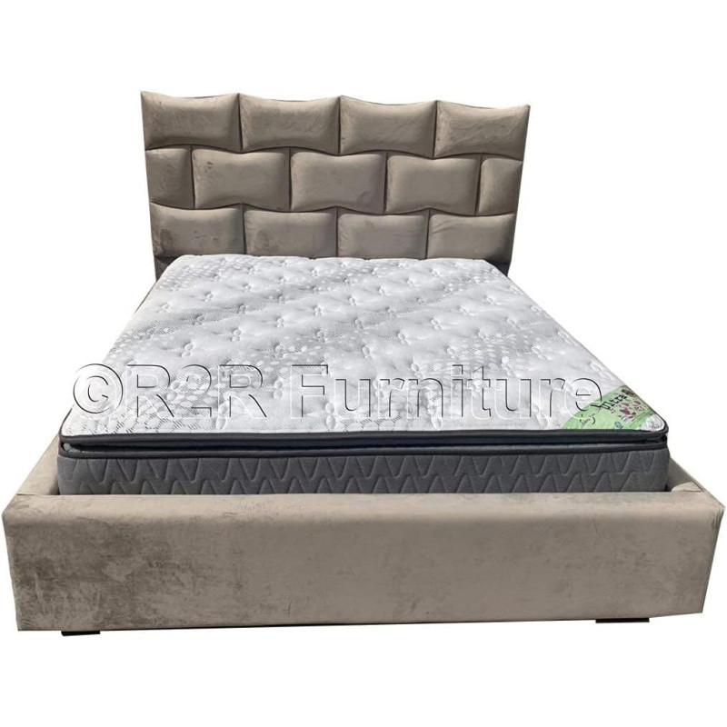 R2R Furniture Trading LLC Regalia Cushioned Back Bed With Gas Lift Up Storage Without Mattress - Queen Size (160 x 200 CM)