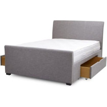 R2R Furniture Simple Bed King Size With 2 Drawers - (180 x 200 CM) (Beige, Faux Leather)