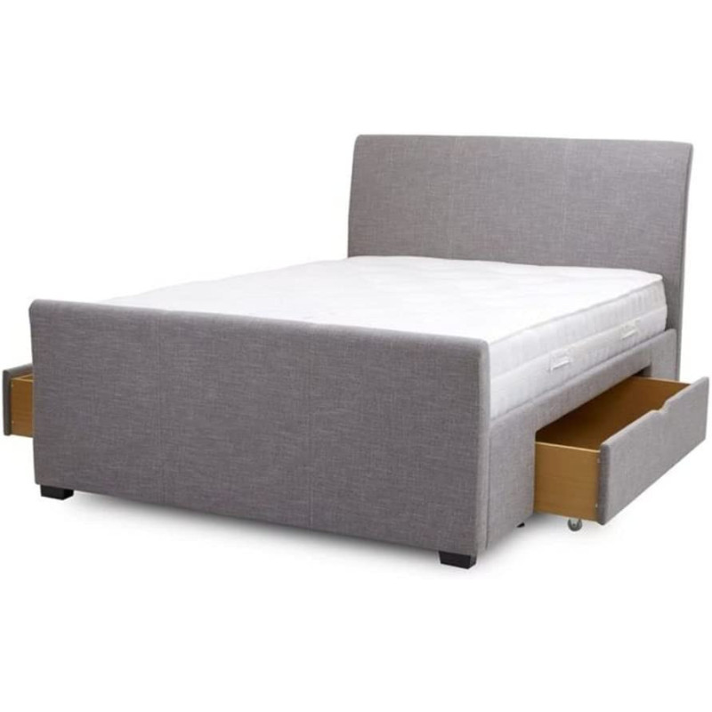 R2R Furniture Simple Bed King Size With 2 Drawers - (180 x 200 CM) (Dark Beige, Faux Leather)