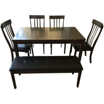 R2R Furniture Solid Malaysian Wood 6 Seater Dining Table - 4 Chairs And 1 Bench