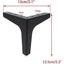 R2R Furniture Sydien 4Pcs 5Inch Modern-Style Metal Furniture Sofa Legs Feet For Sofas, Beds, Tables And Others With Screws Included (Black)