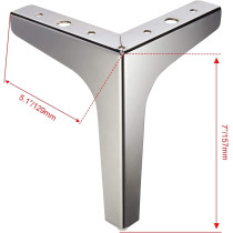 R2R Furniture Sydien 4Pcs 5Inch Modern-Style Metal Furniture Sofa Legs Feet For Sofas, Beds, Tables And Others With Screws Included (Silver)