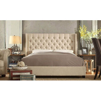 R2R Furniture Goldline Gas Lift Up Storage King Size Bed Frame (180 x 200 CM, Beige) Without Mattress