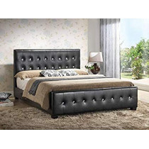 R2R Furniture Glory - Queen Size - Modern Headboard Tufted Leather Look Upholstered Bed with out matress