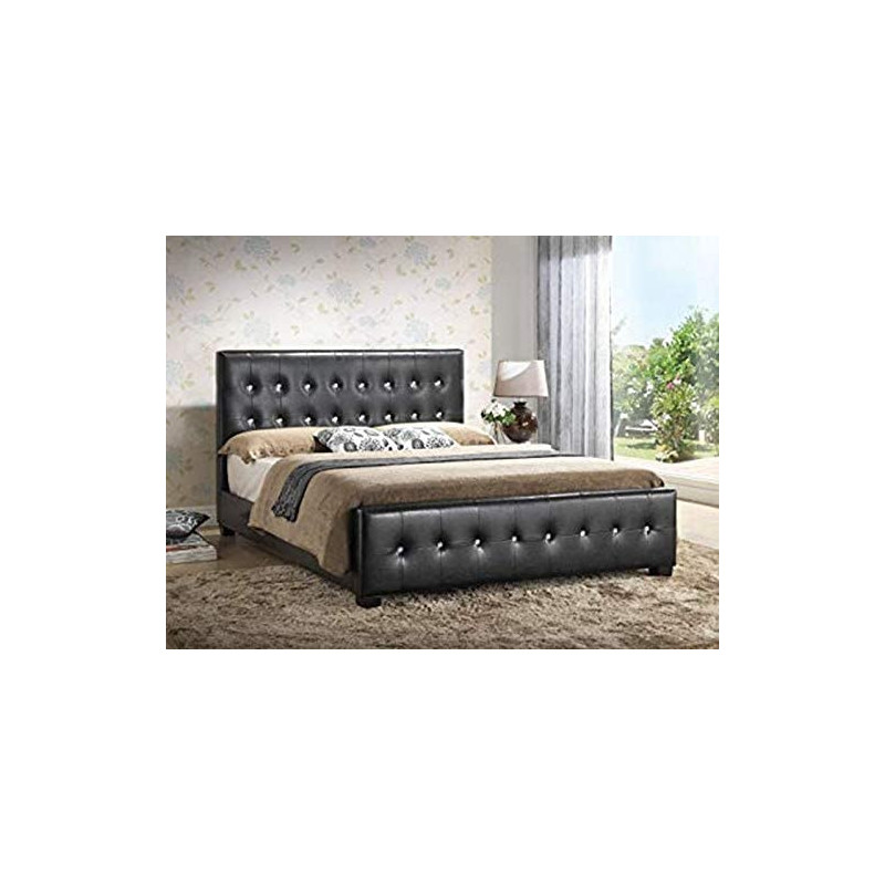 R2R Furniture Glory - Queen Size - Modern Headboard Tufted Leather Look Upholstered Bed with out matress