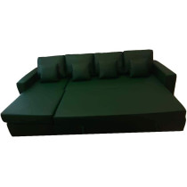 R2R Furniture GREEN FAUX LEATHER SOFACUMBED