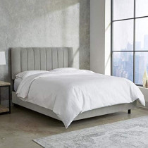 R2R Furniture Hayden Velvet Light Grey Queen Channel Seam Bed Frame