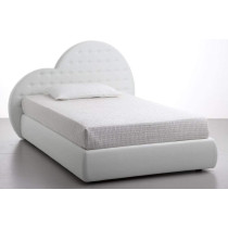 R2R Furniture HEART HEADBOARD DESIGN BED WITH MATTRESS KING SIZE IN WHITE LEATHER :180X200