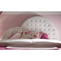 R2R Furniture HEART HEADBOARD DESIGN BED WITH MATTRESS KING SIZE IN WHITE LEATHER :180X200