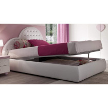 R2R Furniture HEART HEADBOARD DESIGN BED WITH MATTRESS KING SIZE IN WHITE LEATHER :180X200